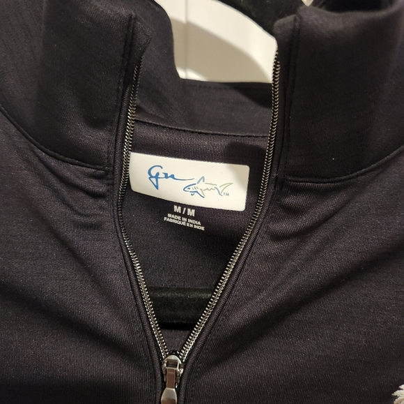 Dark Gray/ Black Quarter-Zip Pullover with Palm Tree Logo - Picture 3 of 3